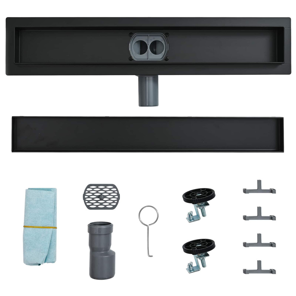 Produktbild för Duschavlopp 2-i-1 med 360° Siphon Svart 60 cm