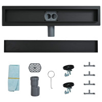 Produktbild för Duschavlopp 2-i-1 med 360° Siphon Svart 60 cm