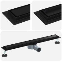 Produktbild för Duschavlopp 2-i-1 med 360° Siphon Svart 70 cm