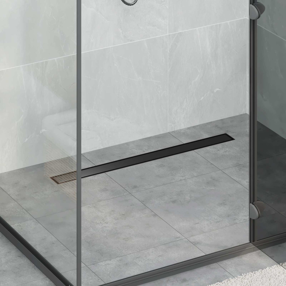 Produktbild för Duschavlopp 2-i-1 med 360° Siphon Svart 80 cm