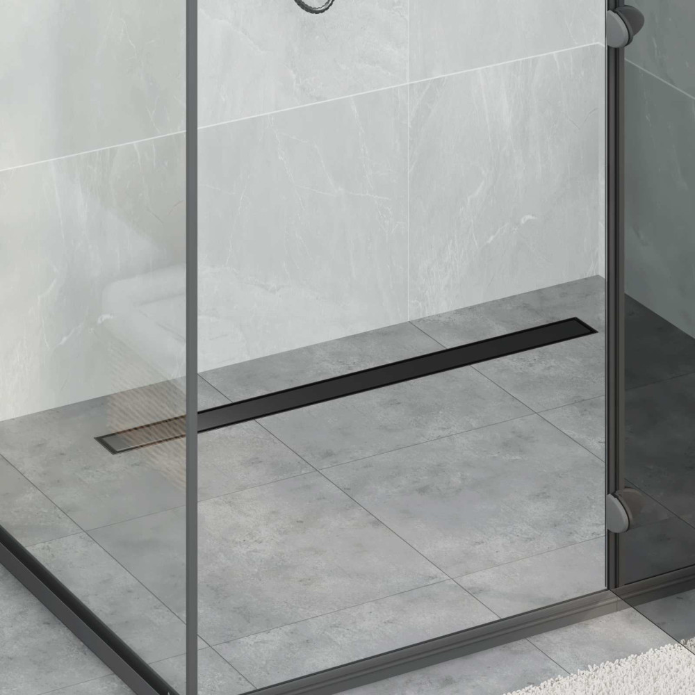 Produktbild för Duschavlopp 2-i-1 med 360° Siphon Svart 90 cm