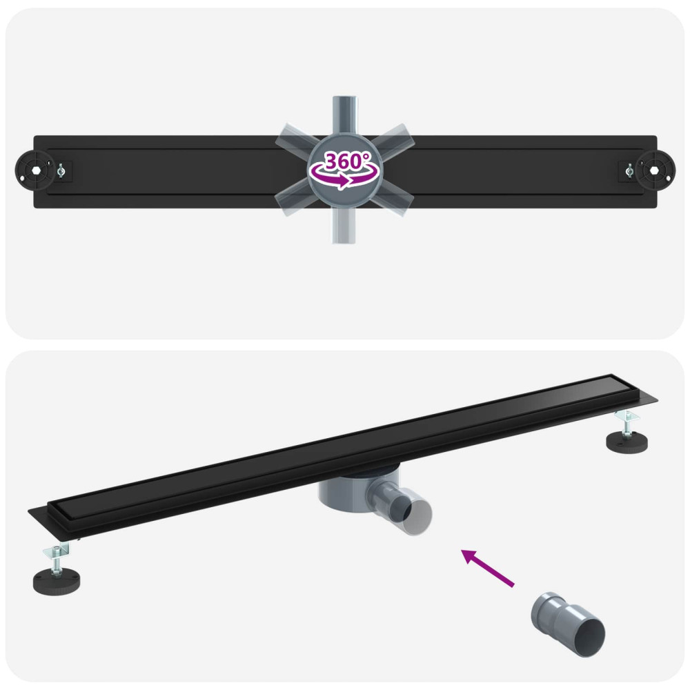 Produktbild för Duschavlopp 2-i-1 med 360° Siphon Svart 90 cm
