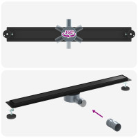 Produktbild för Duschavlopp 2-i-1 med 360° Siphon Svart 90 cm