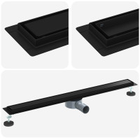 Produktbild för Duschavlopp 2-i-1 med 360° Siphon Svart 90 cm