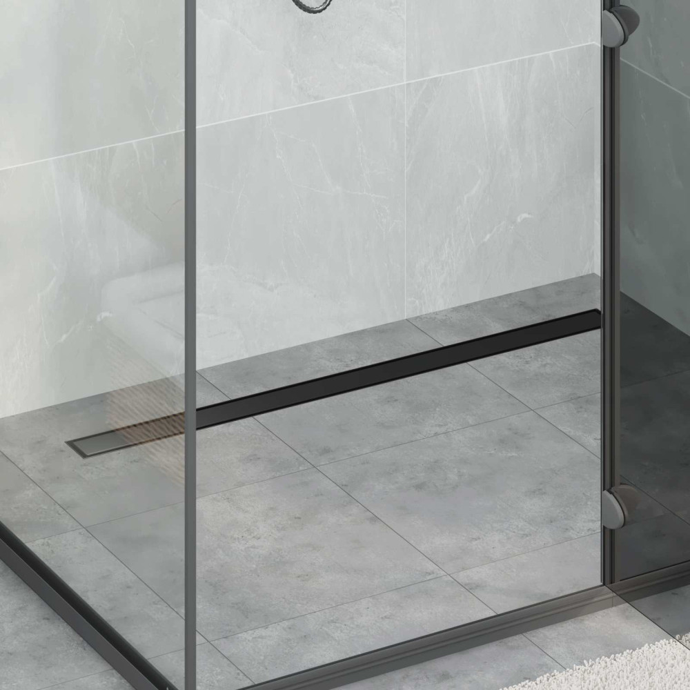 Produktbild för Duschavlopp 2-i-1 med 360° Siphon Svart 100 cm