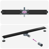 Produktbild för Duschavlopp 2-i-1 med 360° Siphon Svart 100 cm