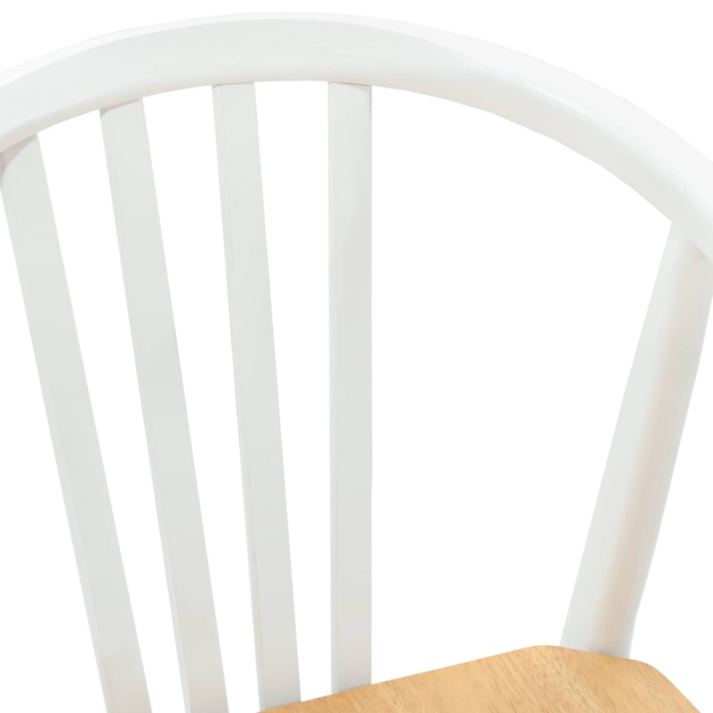 Produktbild för Matstol 2 pcs vit och naturlig Massivt gummiträ