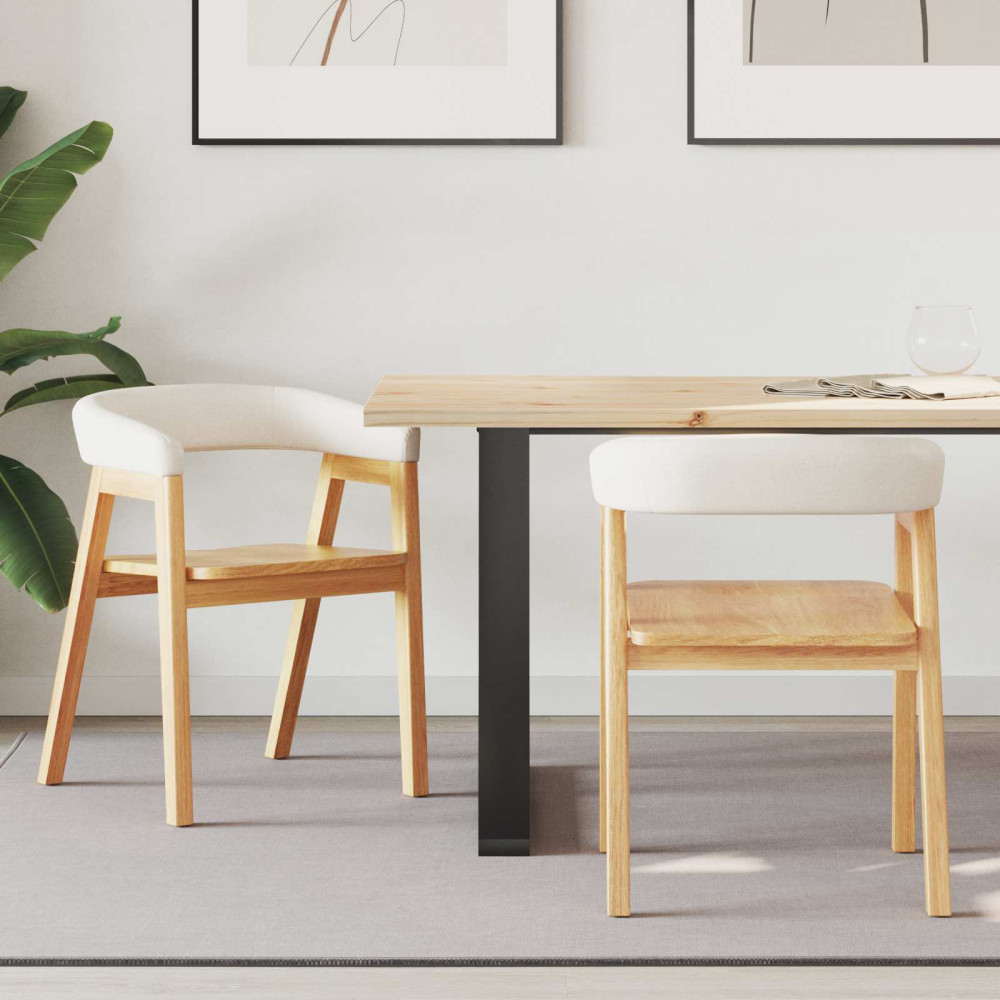 Produktbild för Matstolar 2 pcs Naturfärg 54 x 57 x 73 cm Massiv Gummiträ