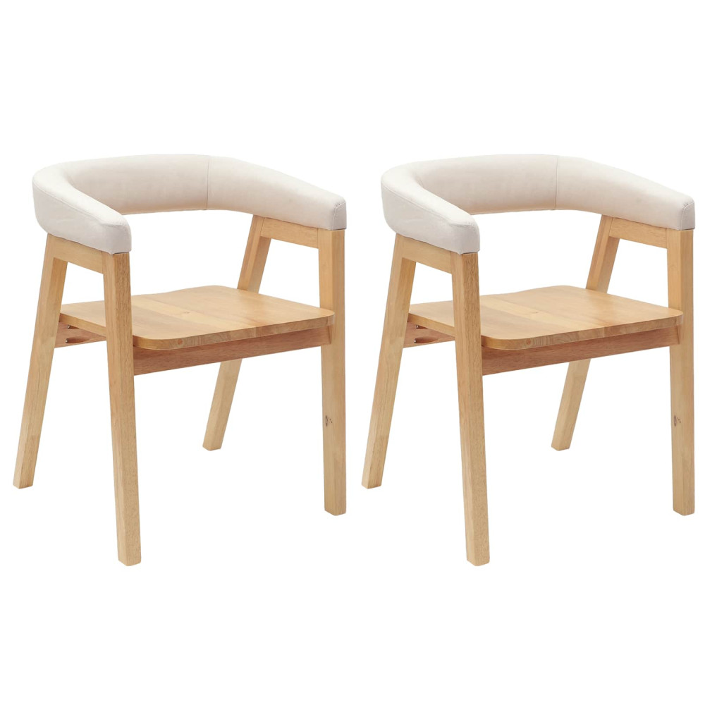 Produktbild för Matstolar 2 pcs Naturfärg 54 x 57 x 73 cm Massiv Gummiträ