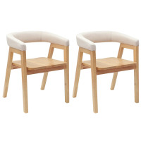 Produktbild för Matstolar 2 pcs Naturfärg 54 x 57 x 73 cm Massiv Gummiträ