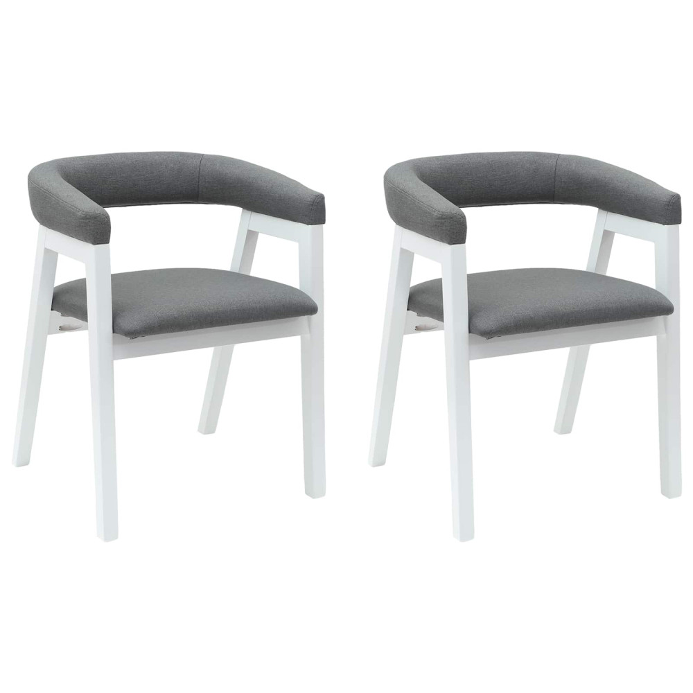 Produktbild för Matstolar 2 pcs Vit 54 x 57 x 73 cm Massiv Gummiträ