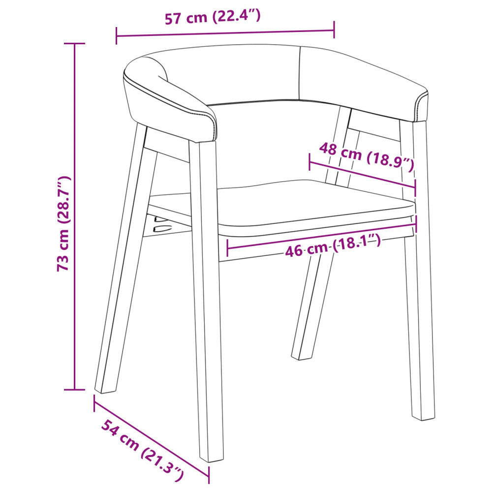 Produktbild för Matstolar 2 pcs Vit 54 x 57 x 73 cm Massiv Gummiträ