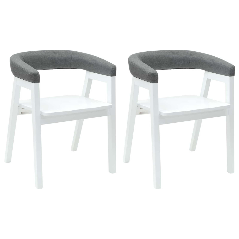 Produktbild för Matstolar 2 pcs Vit 54 x 57 x 73 cm Massiv Gummiträ