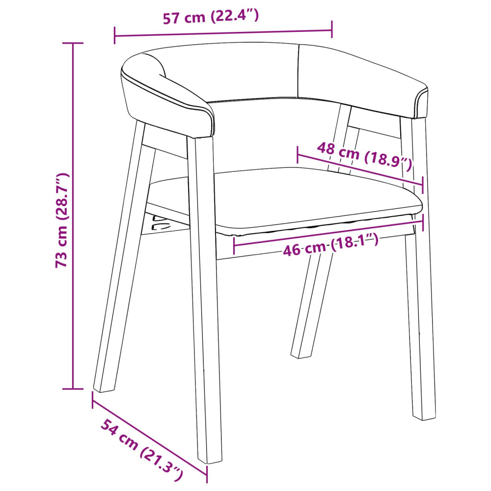Produktbild för Matstolar 2 pcs Vit 54 x 57 x 73 cm Massiv Gummiträ