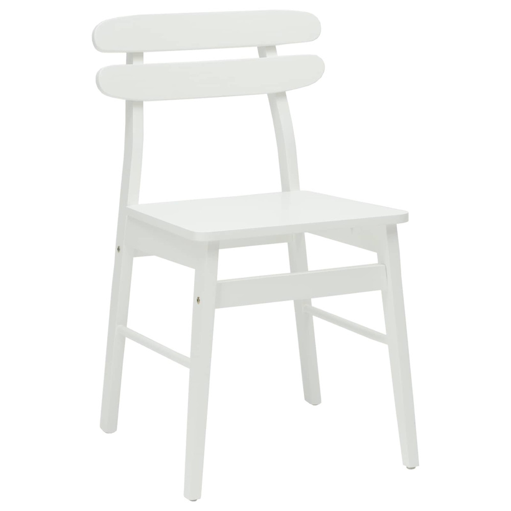 Produktbild för Matstol 2 pcs Vit Massiv Gummiträ