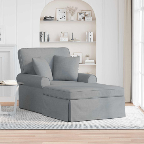 vidaXL Chaise Lounge med Kjol med kudde med kudde 3 pcs Ljusgrå tyg
