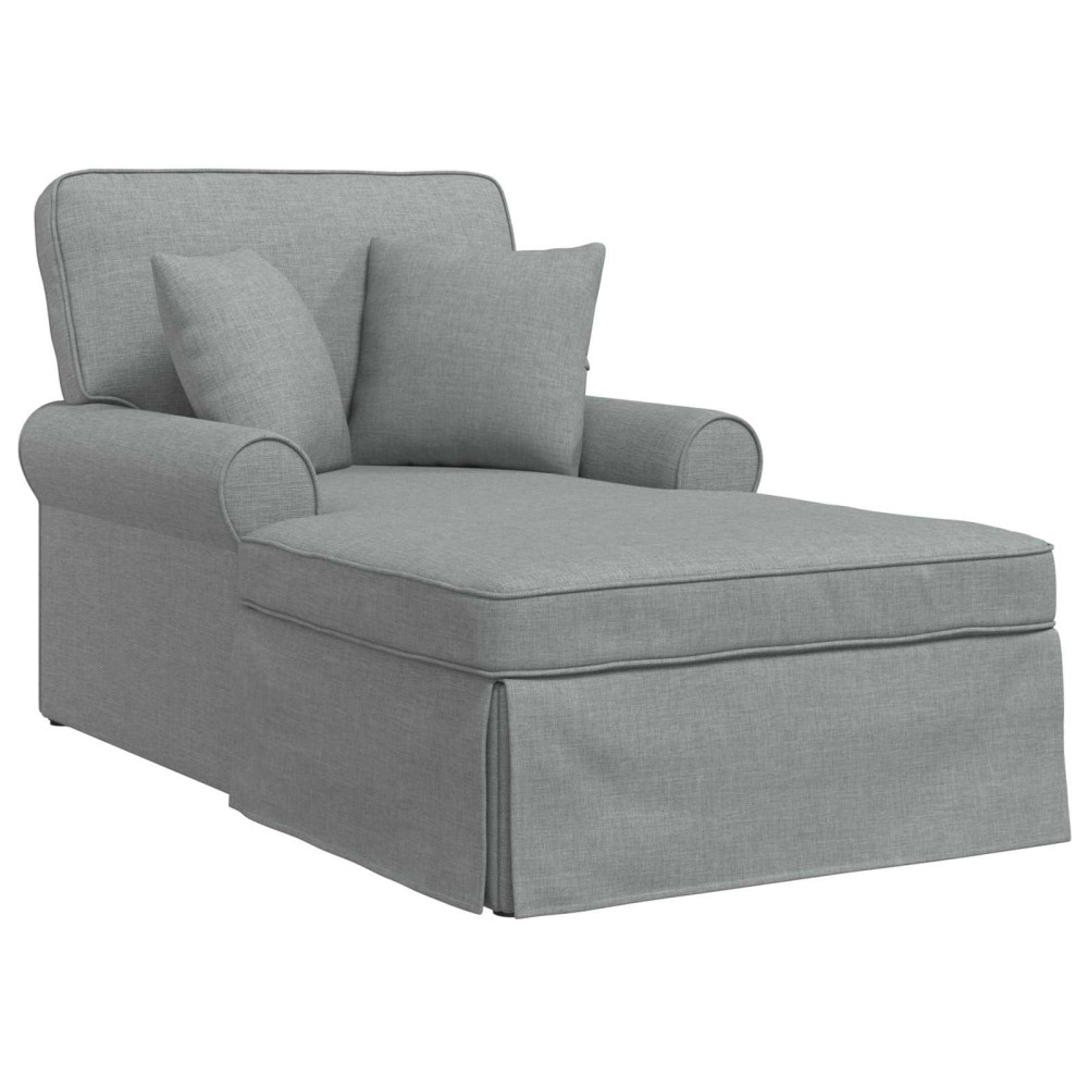 Produktbild för Chaise Lounge med Kjol med kudde med kudde 3 pcs Ljusgrå tyg