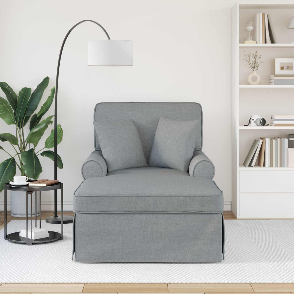 Produktbild för Chaise Lounge med Kjol med kudde med kudde 3 pcs Ljusgrå tyg