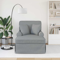 Produktbild för Chaise Lounge med Kjol med kudde med kudde 3 pcs Ljusgrå tyg