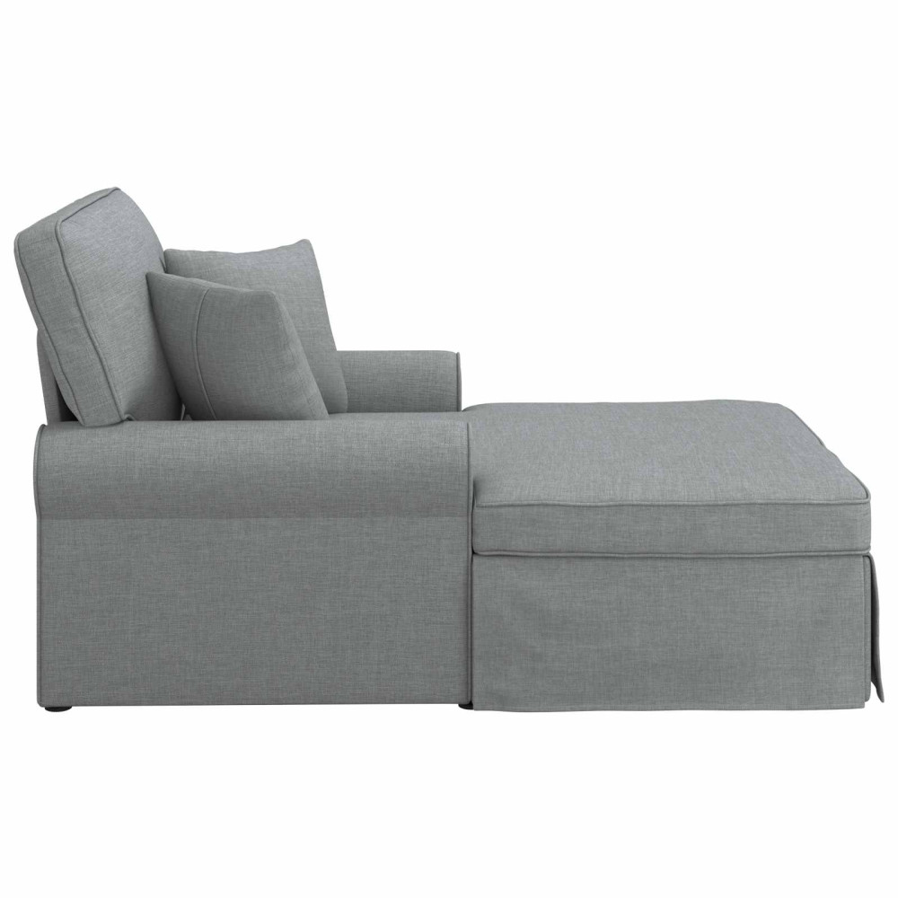Produktbild för Chaise Lounge med Kjol med kudde med kudde 3 pcs Ljusgrå tyg