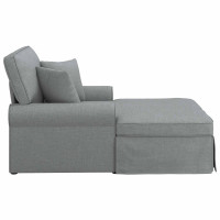 Produktbild för Chaise Lounge med Kjol med kudde med kudde 3 pcs Ljusgrå tyg