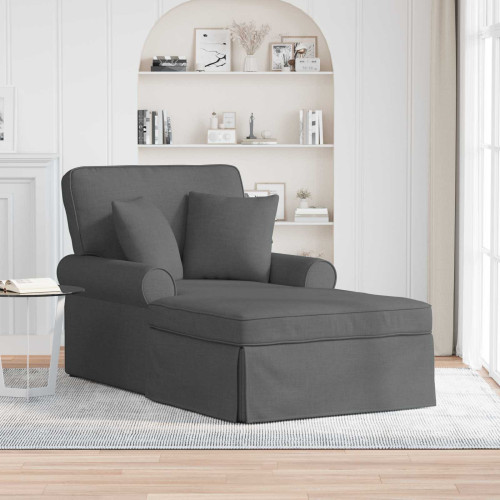 vidaXL Chaise Lounge med Kjol med kudde med kudde 3 pcs Mörkgrå tyg