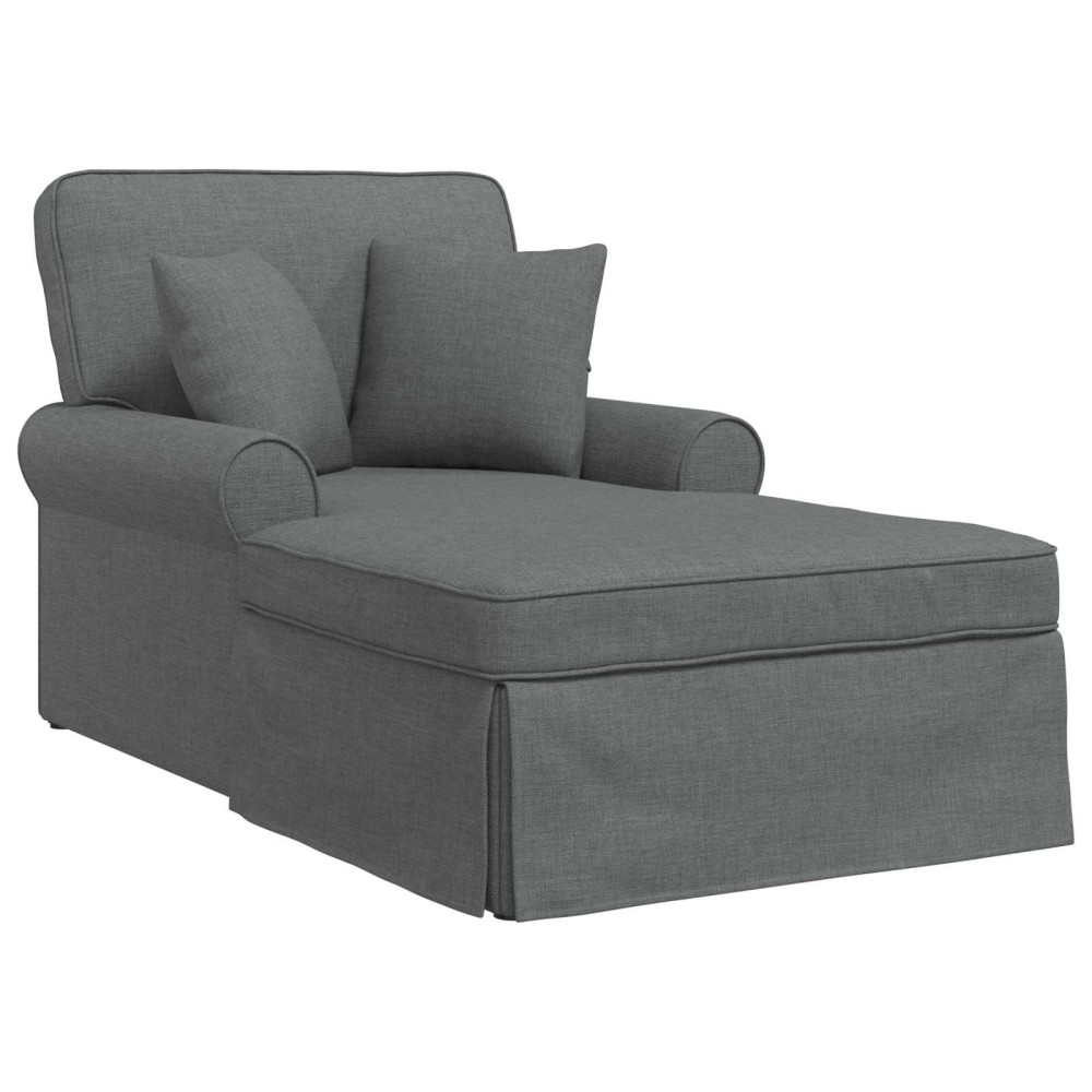 Produktbild för Chaise Lounge med Kjol med kudde med kudde 3 pcs Mörkgrå tyg