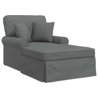 Produktbild för Chaise Lounge med Kjol med kudde med kudde 3 pcs Mörkgrå tyg