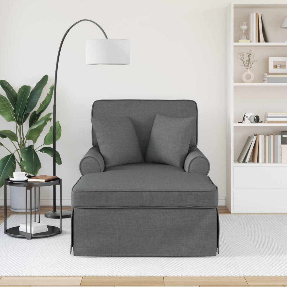 Produktbild för Chaise Lounge med Kjol med kudde med kudde 3 pcs Mörkgrå tyg