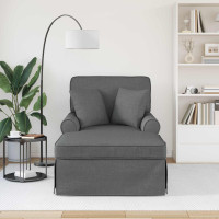 Produktbild för Chaise Lounge med Kjol med kudde med kudde 3 pcs Mörkgrå tyg