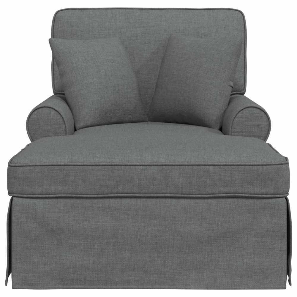 Produktbild för Chaise Lounge med Kjol med kudde med kudde 3 pcs Mörkgrå tyg