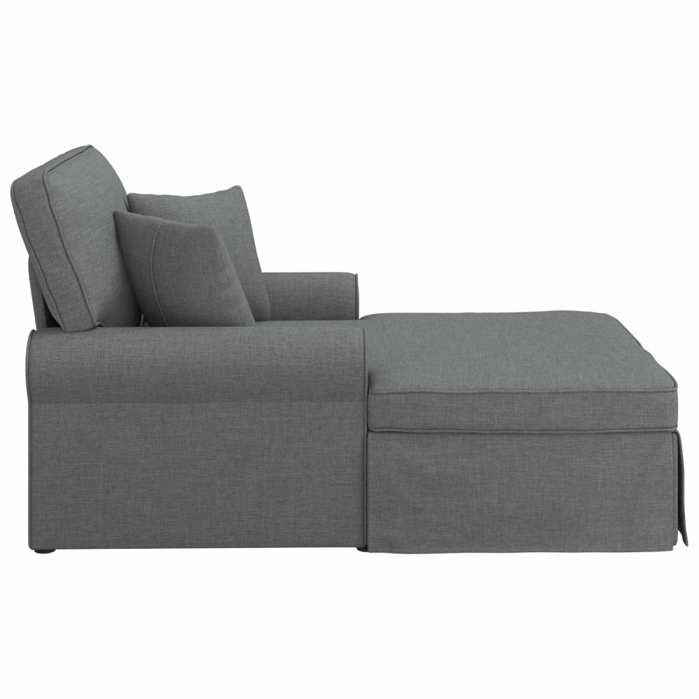 Produktbild för Chaise Lounge med Kjol med kudde med kudde 3 pcs Mörkgrå tyg