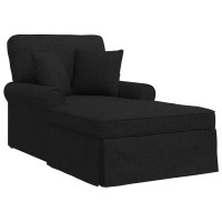 Produktbild för Chaise Lounge med Kjol med kudde med kudde 3 pcs Svart tyg