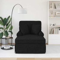 Produktbild för Chaise Lounge med Kjol med kudde med kudde 3 pcs Svart tyg