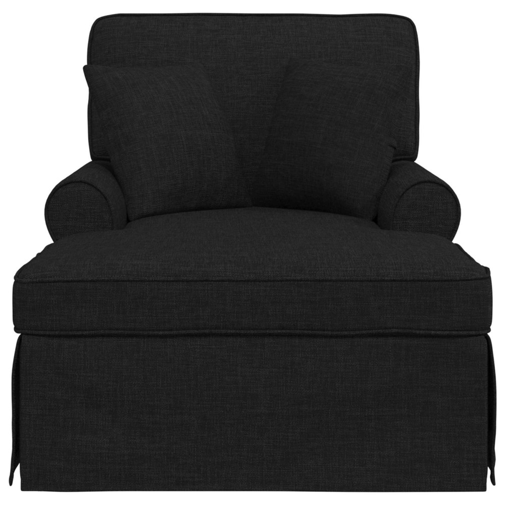 Produktbild för Chaise Lounge med Kjol med kudde med kudde 3 pcs Svart tyg