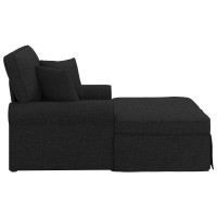Produktbild för Chaise Lounge med Kjol med kudde med kudde 3 pcs Svart tyg