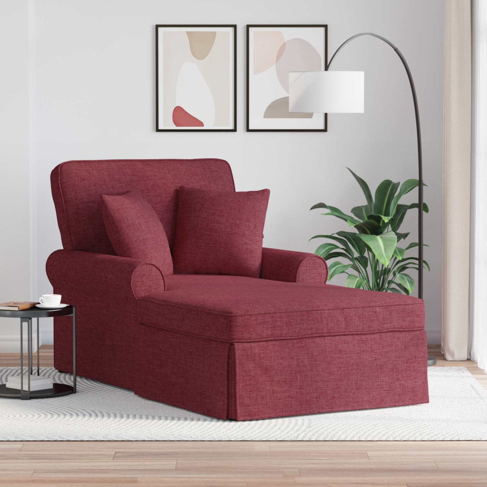 Produktbild för Chaise Lounge med Kjol med kudde med kudde 3 pcs Vinröd tyg
