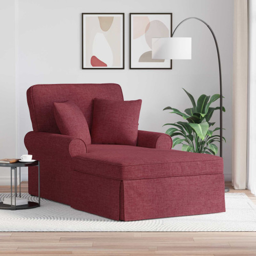 vidaXL Chaise Lounge med Kjol med kudde med kudde 3 pcs Vinröd tyg