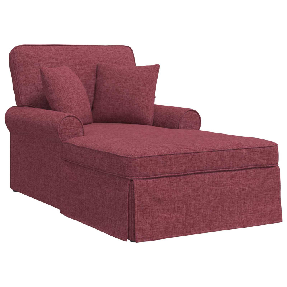 Produktbild för Chaise Lounge med Kjol med kudde med kudde 3 pcs Vinröd tyg