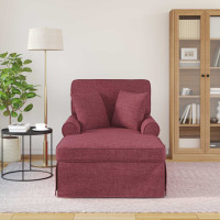 Produktbild för Chaise Lounge med Kjol med kudde med kudde 3 pcs Vinröd tyg