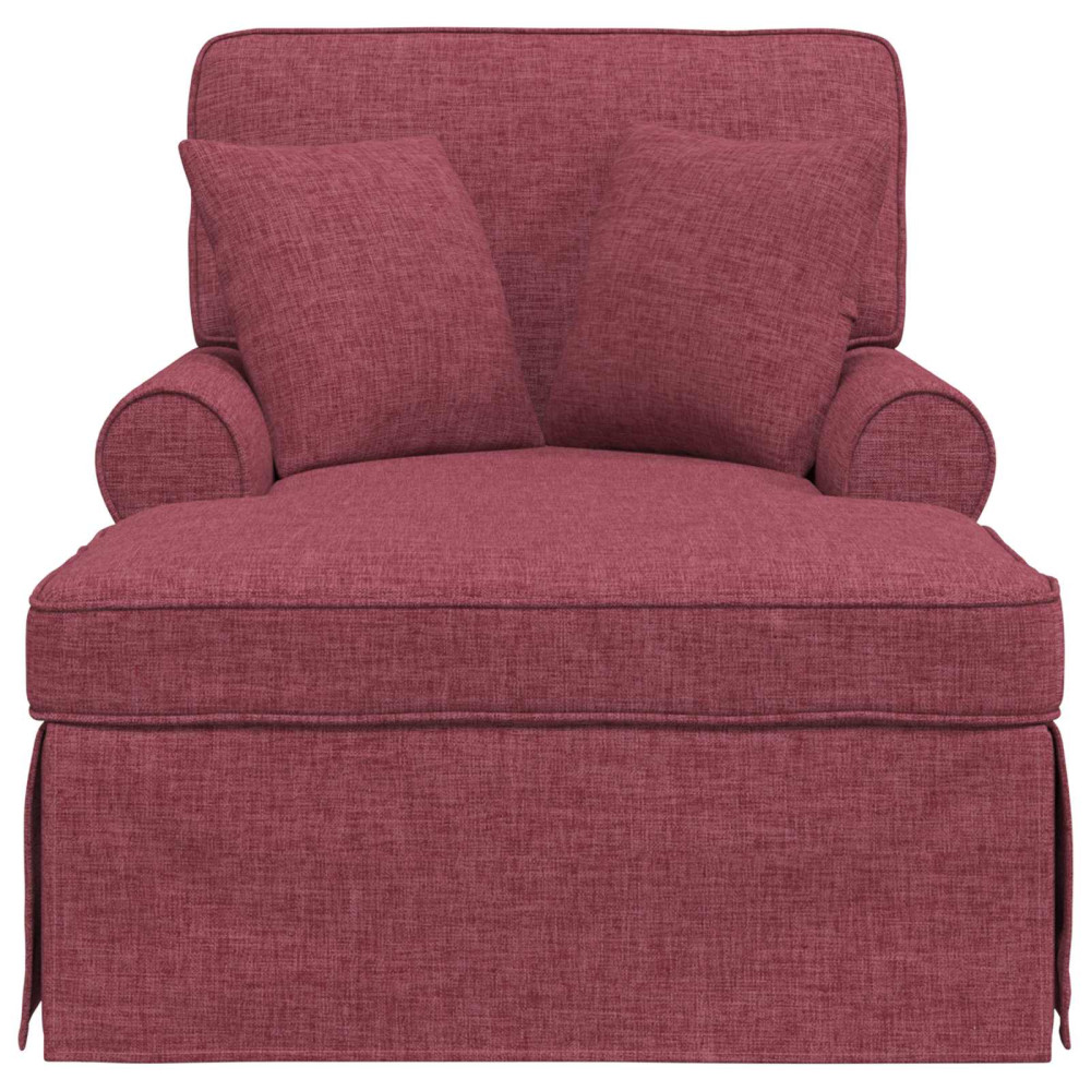 Produktbild för Chaise Lounge med Kjol med kudde med kudde 3 pcs Vinröd tyg