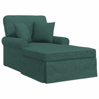 Produktbild för Chaise Lounge med Kjol med kudde med kudde 3 pcs Mörkgrön tyg
