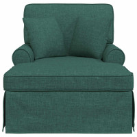 Produktbild för Chaise Lounge med Kjol med kudde med kudde 3 pcs Mörkgrön tyg