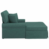 Produktbild för Chaise Lounge med Kjol med kudde med kudde 3 pcs Mörkgrön tyg