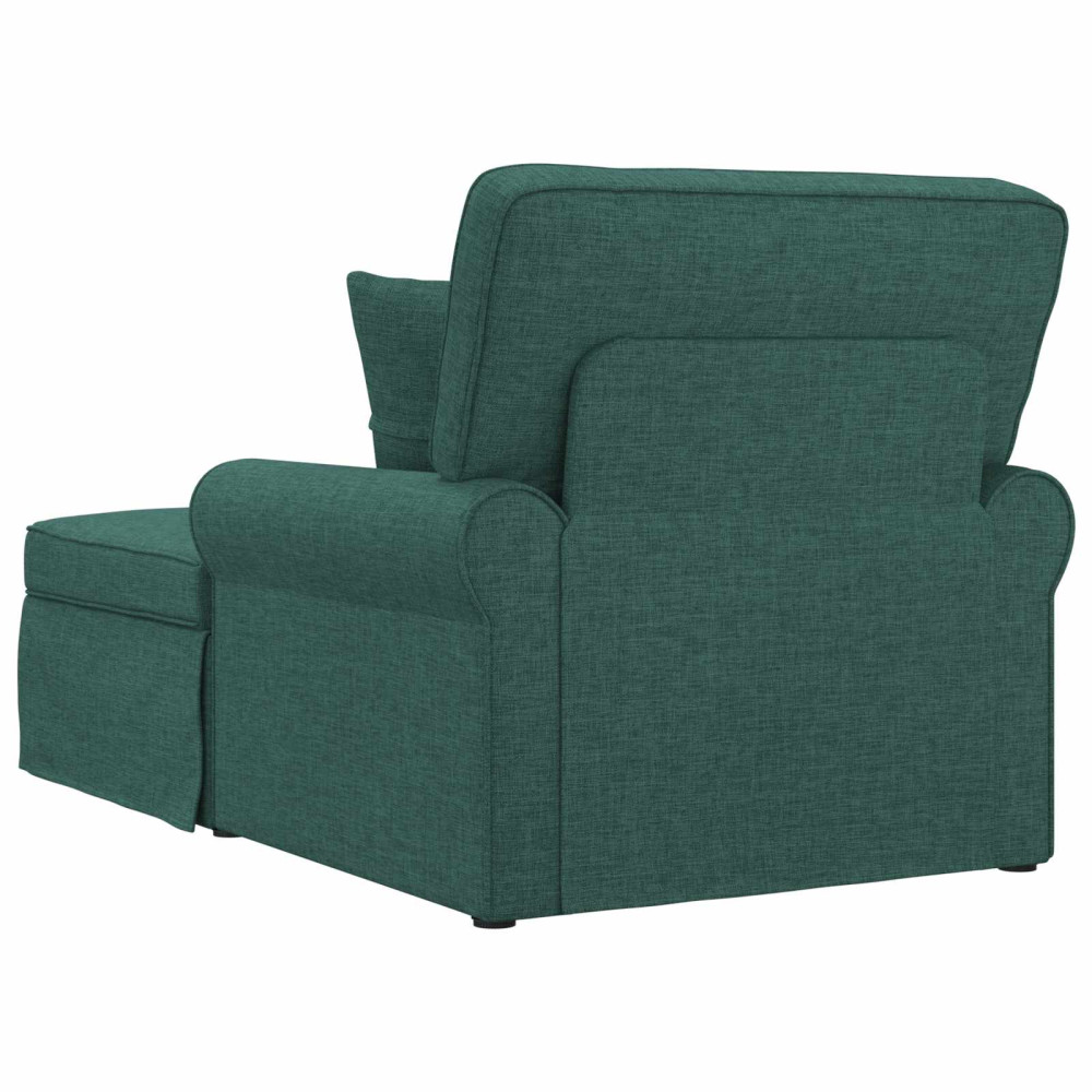 Produktbild för Chaise Lounge med Kjol med kudde med kudde 3 pcs Mörkgrön tyg