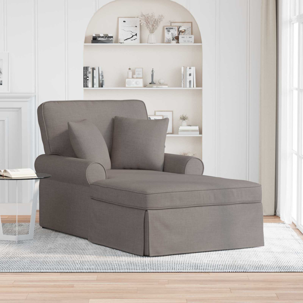 Produktbild för Chaise Lounge med Kjol med kudde med kudde 3 pcs Taupe tyg
