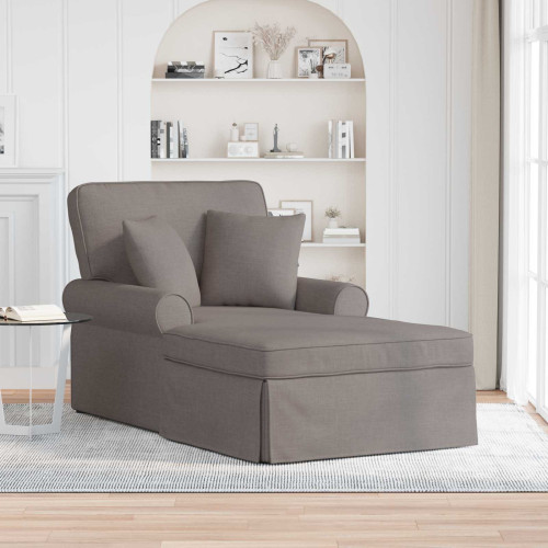 vidaXL Chaise Lounge med Kjol med kudde med kudde 3 pcs Taupe tyg