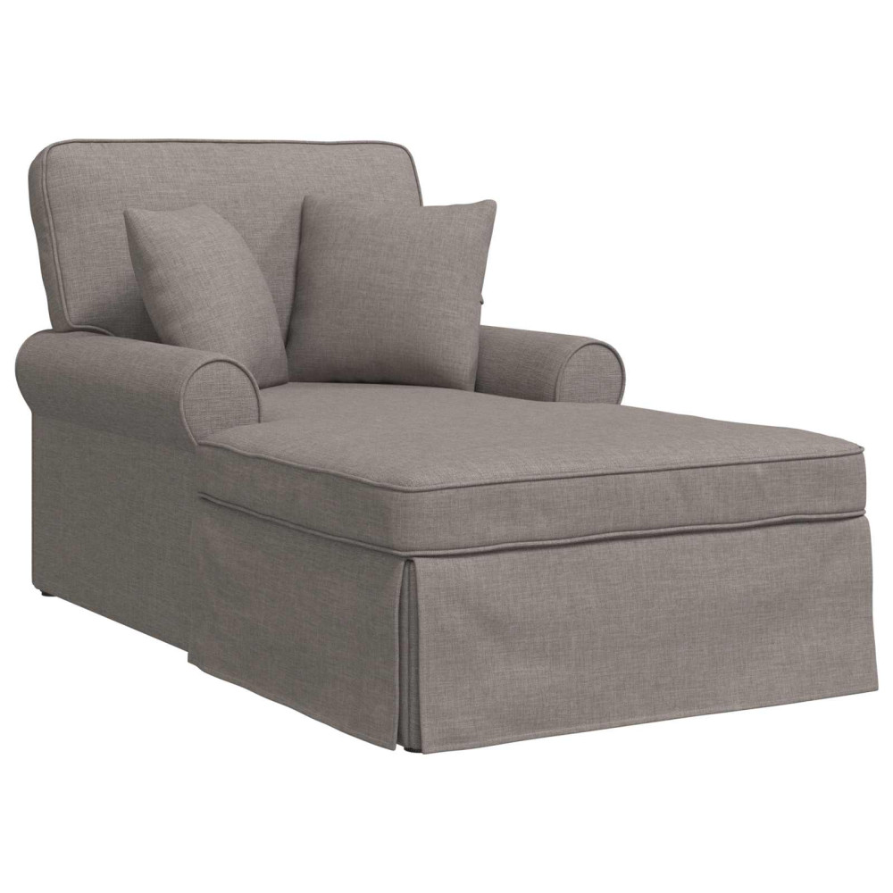 Produktbild för Chaise Lounge med Kjol med kudde med kudde 3 pcs Taupe tyg