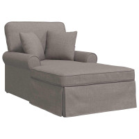 Produktbild för Chaise Lounge med Kjol med kudde med kudde 3 pcs Taupe tyg
