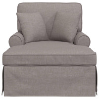 Produktbild för Chaise Lounge med Kjol med kudde med kudde 3 pcs Taupe tyg